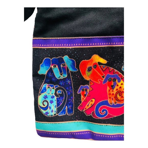 Laurel Burch Cloth Crossbody Bag Purse Dog & Doggies Colorful Design Zippered - Picture 15 of 16